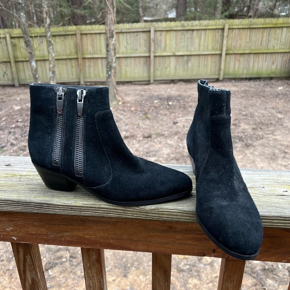 VIA SPIGA Suede Leather Upper Double zipper Bootie size 7M Euro 37